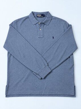 Polo Ralph Lauren Men’s L Blue 100% Cotton Long Sleeve Polo Shirt
